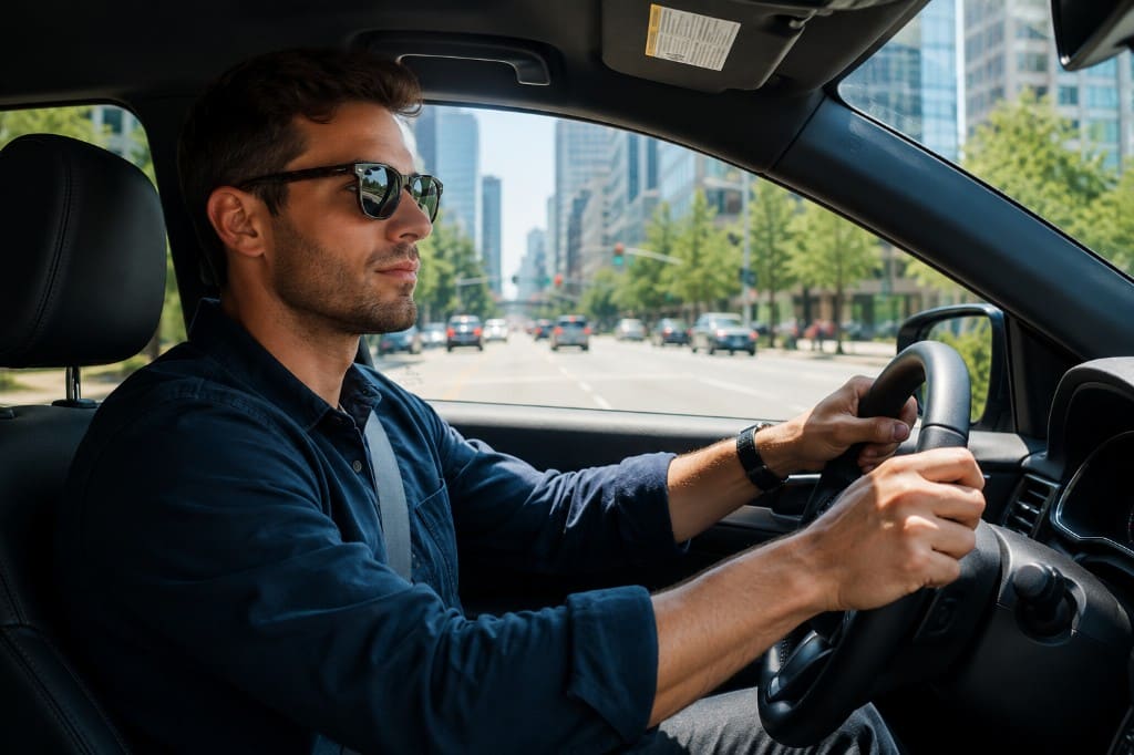 Driver behind the wheel navigating Palmer roads