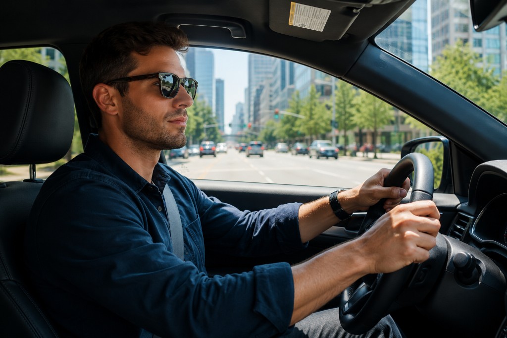 Driver behind the wheel navigating Springfield traffic